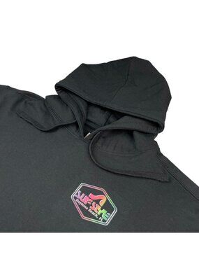 Surf Style Men's Double Sided Pullover Hoodie Black/Neon Colors • Medium